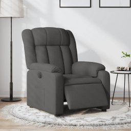 Gossi fotoliu rabatabil electric, gri inchis, material textil