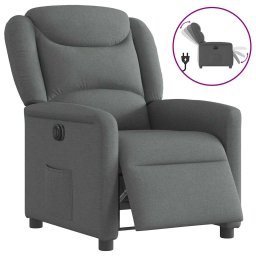 Gossi fotoliu rabatabil electric, gri inchis, material textil