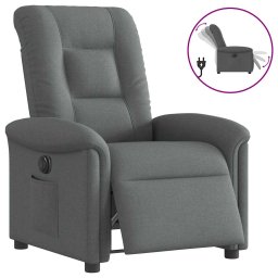Gossi fotoliu rabatabil electric, gri inchis, material textil