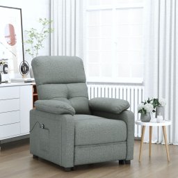 Gossi fotoliu rabatabil electric, gri inchis, material textil