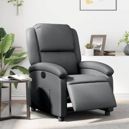 Gossi fotoliu rabatabil electric, gri, piele ecologica