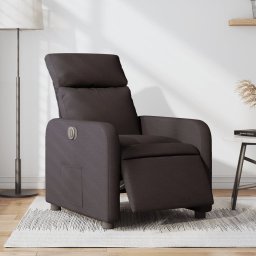 Gossi fotoliu rabatabil electric, maro inchis, material textil
