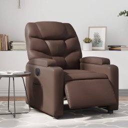 Gossi fotoliu rabatabil electric, maro, piele ecologica
