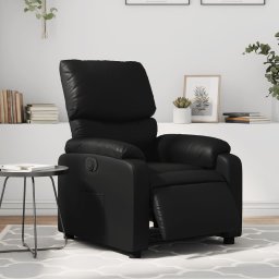Gossi fotoliu rabatabil electric, negru, piele ecologica
