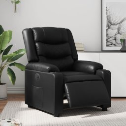 Gossi fotoliu rabatabil electric, negru, piele ecologica