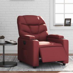 Gossi fotoliu rabatabil electric, rosu vin, piele ecologica