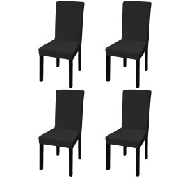 Gossi huse de scaun elastice drepte, 4 buc., negru