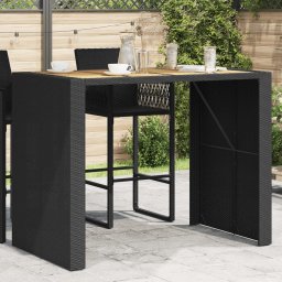 Gossi masa bar gradina blat lemn acacia negru 145x80x110 cm poliratan