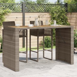 Gossi masa bar gradina, blat lemn acacia, gri 185x80x110 cm poliratan