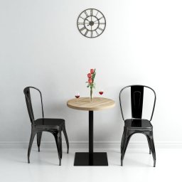 Gossi masa bistro, mdf si otel, rotunda, 60x75 cm, culoare stejar