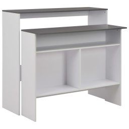 Gossi masa de bar cu 2 blaturi, alb si gri, 130x40x120 cm