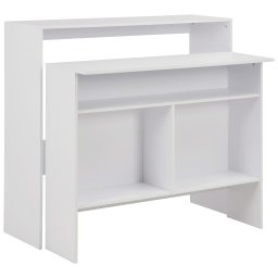 Gossi masa de bar cu 2 blaturi, alb, 130x40x120 cm