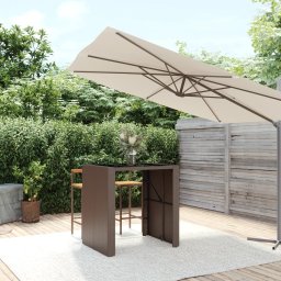 Gossi masa de bar cu blat din sticla, maro, 105x80x110 cm, poliratan