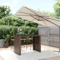 Gossi masa de bar cu blat din sticla, maro, 145x80x110 cm, poliratan