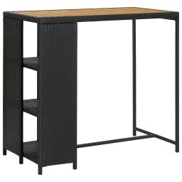 Gossi masa de bar cu raft de depozitare negru 120x60x110 cm poliratan