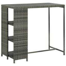 Gossi masa de bar cu raft de depozitare, gri 120x60x110 cm, poliratan