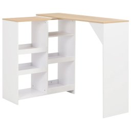 Gossi masa de bar cu raft mobil, alb, 138x39x110 cm