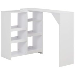Gossi masa de bar cu raft mobil, alb, 138x39x110 cm