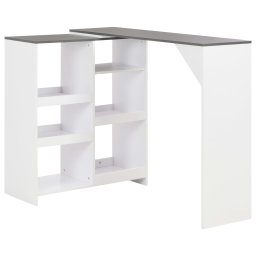 Gossi masa de bar cu raft mobil, alb, 138x39x110 cm