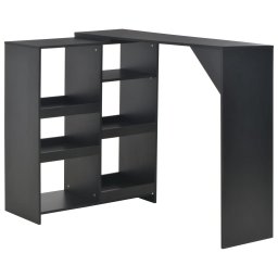 Gossi masa de bar cu raft mobil, negru, 138x39x110 cm