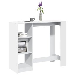 Gossi masa de bar cu raft, alb, 124x46x103,5 cm, lemn prelucrat