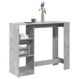 Gossi masa de bar cu raft, gri beton, 124x46x103,5 cm, lemn prelucrat