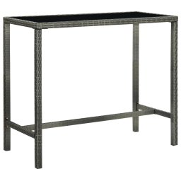 Gossi masa de bar de gradina, gri, 130x60x110 cm, poliratan si sticla