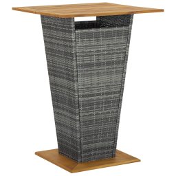 Gossi masa de bar, gri, 80x80x110 cm, poliratan/lemn masiv acacia