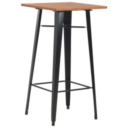 Gossi masa de bar, negru, 60x60x108 cm, otel si lemn masiv de pin