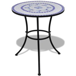 Gossi masa de bistro, albastru si alb, 60 cm, mozaic
