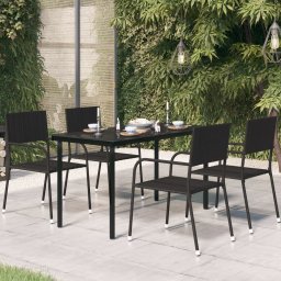 Gossi masa de bucatarie de gradina, negru, 140x70x74 cm, otel/sticla
