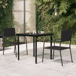 Gossi masa de bucatarie de gradina, negru, 80x80x74 cm, otel/sticla