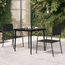 Gossi masa de bucatarie de gradina, negru, 80x80x74 cm, otel/sticla