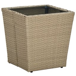 Gossi masa de ceai, bej, 41,5x41,5x44 cm poliratan/ sticla securizata