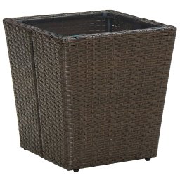 Gossi masa de ceai, maro, 41,5x41,5x44 cm poliratan/sticla securizata