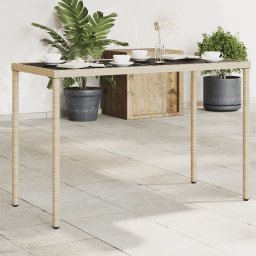 Gossi masa de gradina cu blat din sticla bej, 115x54x74 cm, poliratan