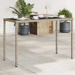 Gossi masa de gradina cu blat din sticla gri, 115x54x74cm, poliratan