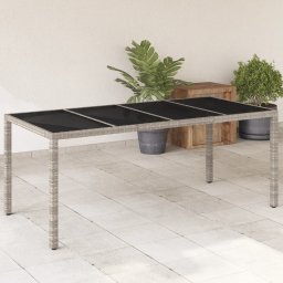 Gossi masa de gradina cu blat din sticla gri, 190x90x75 cm, poliratan