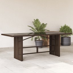 Gossi masa de gradina cu blat din sticla maro 190x80x75 cm poliratan