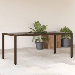 Gossi masa de gradina cu blat din sticla maro 190x90x75 cm poliratan