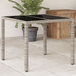 Gossi masa de gradina cu blat din sticla, gri, 90x90x75 cm, poliratan