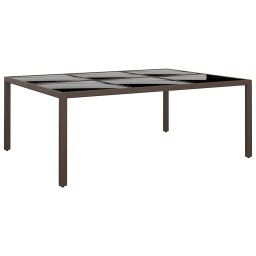 Gossi masa de gradina cu blat din sticla, maro, 200x150x75 cm, ratan