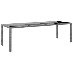 Gossi masa de gradina gri 250x100x75 cm sticla securizata/poliratan