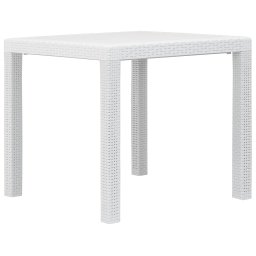 Gossi masa de gradina, alba, 79x79x72 cm, plastic, aspect ratan