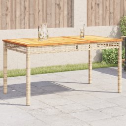 Gossi masa de gradina, bej, 140x80x75 cm, poliratan si lemn acacia
