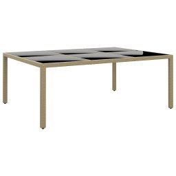 Gossi masa de gradina, bej, 200x150x75cm, sticla securizata/poliratan