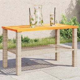 Gossi masa de gradina, bej, 70x38x42 cm, poliratan si lemn acacia