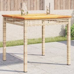 Gossi masa de gradina, bej, 80x80x75 cm, poliratan si lemn acacia