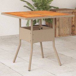 Gossi masa de gradina, bej, 80x80x75 cm, poliratan si lemn acacia