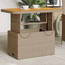 Gossi masa de gradina, bej, 90x55x71 cm, poliratan si lemn de acacia